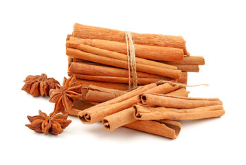 cinnamon sticks isolated on white