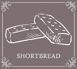 ショートブレッド。手書き風スイーツ。ベクターイラスト素材