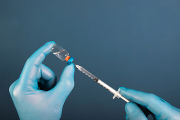 Herd immunity in community, doctor with vaccine.