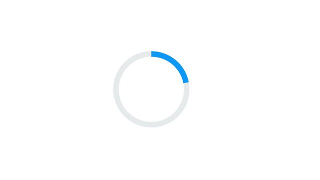 Blue Loading Circle on White background. Realistic Upload for computer graphics and video projects 