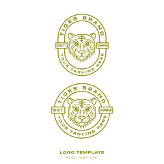 tiger logo animal with line art style premium vector