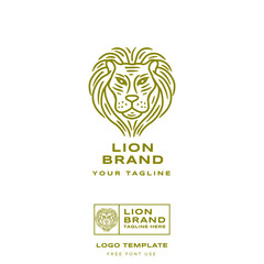lion logo animal with line art style premium vector