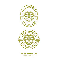 lion logo animal with line art style premium vector