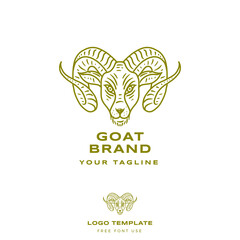 wild goat logo animal with line art style premium vector
