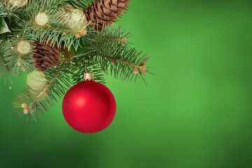 Obraz na płótnie Canvas Christmas and New years eve Background. Beautiful Christmas ball on fir tree and highlights.