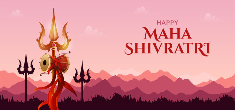 Happy maha shivratri lord shankar trishul and damru 