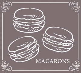 マカロン。手書き風スイーツ。ベクターイラスト素材