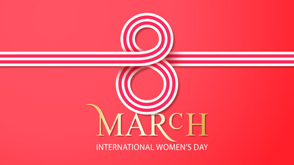 Number 8 knot for International Women's Day on the red background