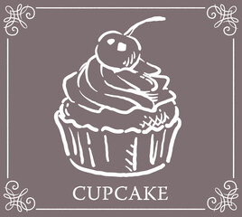 カップケーキ。手書き風スイーツ。ベクターイラスト素材
