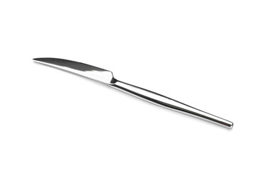 Stainless steel knife on white background