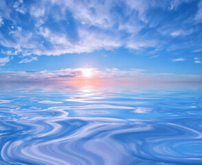 Naklejka na ściany i meble Cool sunset or sunrise reflected in calm water