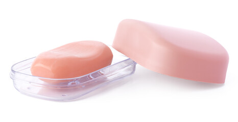 Soap and soap box isolated on a white background