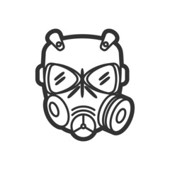 Protection gas mask, vector flat paintball or airsoft icon