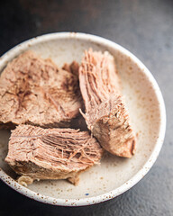 piece of boiled meat beef or veal fresh portion dietary healthy meal food diet still life snack on the table copy space food background rustic 