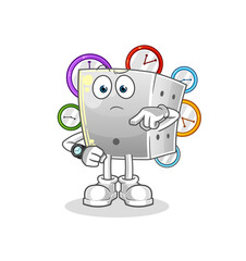 Obraz premium dice with wristwatch cartoon. cartoon mascot vector