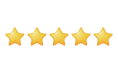 five star 3d cute illustration for success experience rank rating review reputation feedback