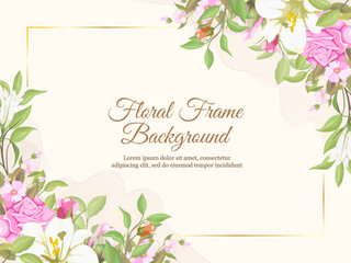 Obraz na płótnie Canvas Wedding Banner Background Floral with Roses and Lilies Design