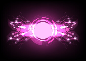 abstract purple or pink color digital technology computer circuit circle design innovation Hi-tech communication concept vector background.