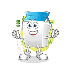 milk full battery character. cartoon mascot vector