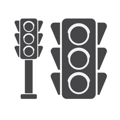 Black and white traffic light icon on isolated white background. Vector stock illustration