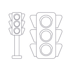 Traffic light icon in line art. Vector stock illustration.