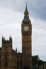 Fototapeta na wymiar Famous Big Ben, also known as Elizabeth Tower, clock tower at the Palace of Westminster in London, United Kingdom, UK. Landmark of London.