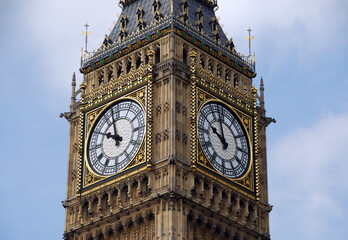 Famous Big Ben, also known as Elizabeth Tower, clock tower at the Palace of Westminster in London,...