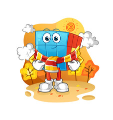 Rubik's Cube in the autumn. cartoon mascot vector