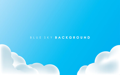 White Cloud and Blue Sky Background Vector Illustration