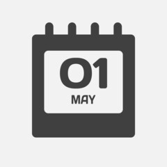 Icon day date 1 May, template calendar page