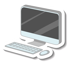 Computer monitor with mouse and keyboard