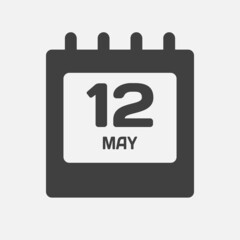 Icon day date 12 May, template calendar page