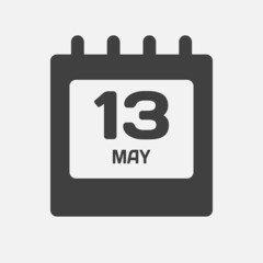 Icon day date 13 May, template calendar page