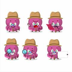 Detective pink love ring box cute cartoon character holding magnifying glass