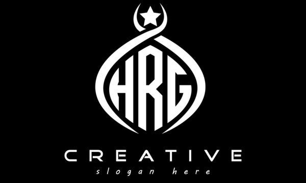 three letters HRG monogram curved oval initial logo design, geometric minimalist modern business shape creative logo, vector template