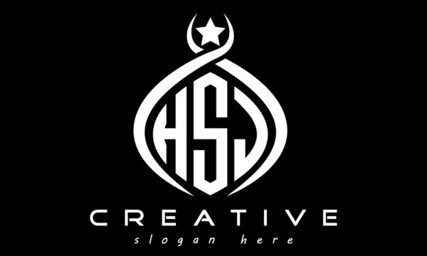 three letters HSJ monogram curved oval initial logo design, geometric minimalist modern business shape creative logo, vector template