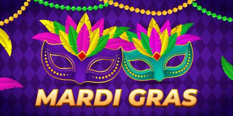 Vector illustration of Mardi Gras carnival celebration concept banner