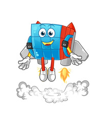 Rubik's Cube with jetpack mascot. cartoon vector