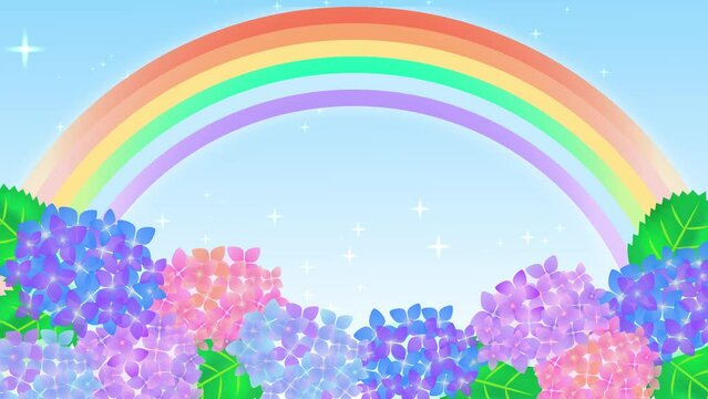 紫陽花と虹の背景アニメーション