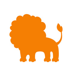 Wild lion. Orange silhouette. Design element. Vector illustration isolated on white background. Template for books, stickers, posters, cards, clothes.