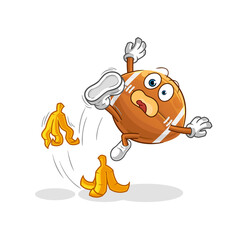 rugby ball slipped on banana. cartoon mascot vector