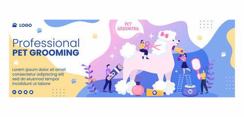 Pet Grooming and Animal Clinic Cover Template Flat Illustration Editable of Square Background Suitable for Social Media, Greeting Card and Web Internet Ads