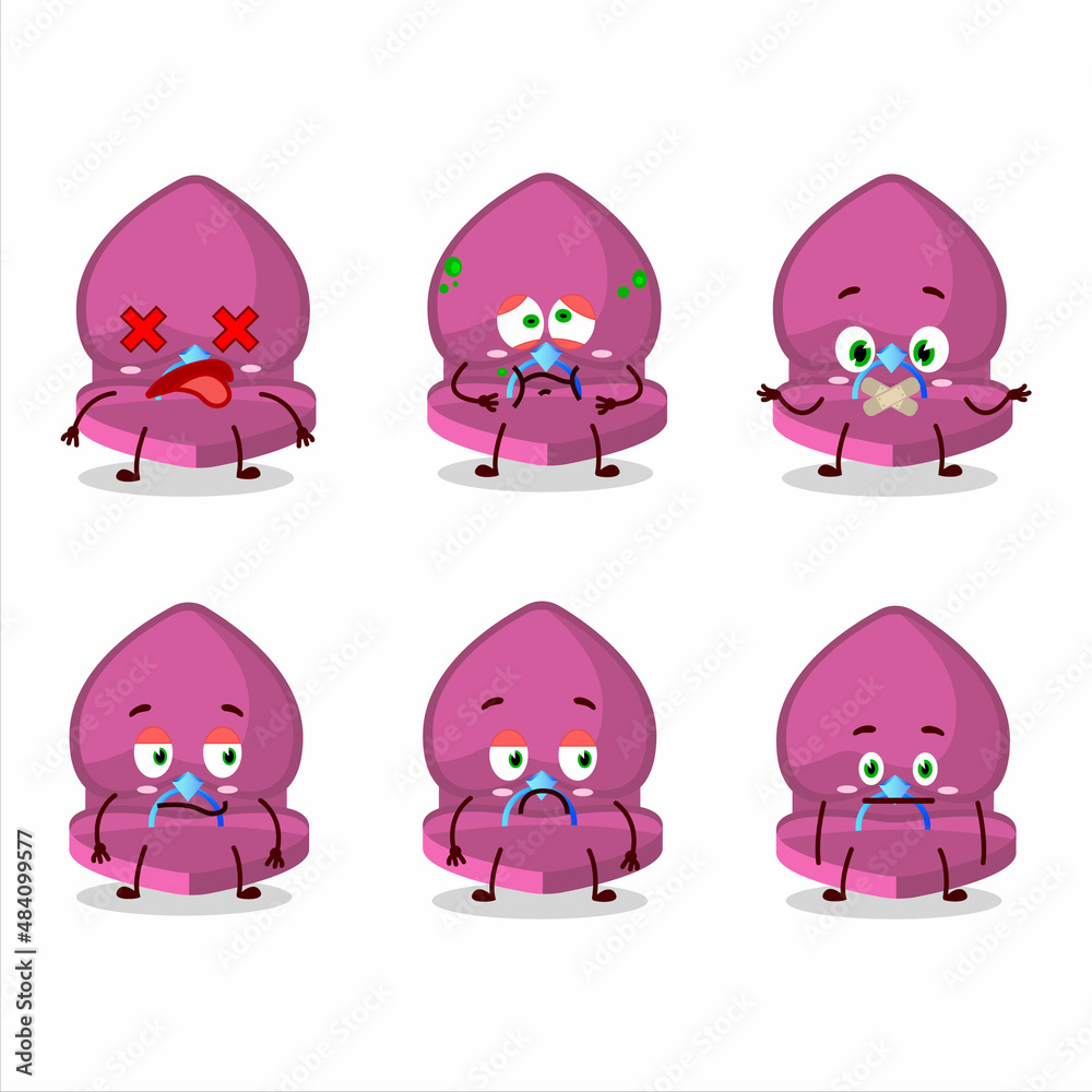 Sticker Pink love ring box cartoon character with nope expression