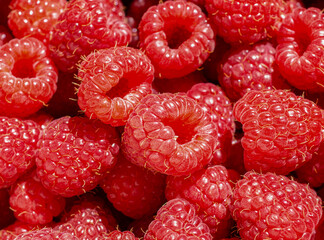 Ripe appetizing chevrons raspberry close up - obrazy, fototapety, plakaty
