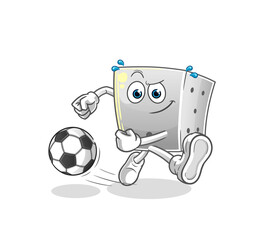 dice kicking the ball cartoon. cartoon mascot vector