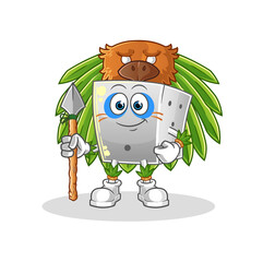 dice tribal man mascot. cartoon vector