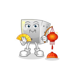 dice Chinese with lanterns illustration. character vector