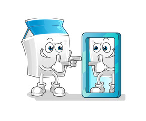 milk looking into mirror cartoon. cartoon mascot vector