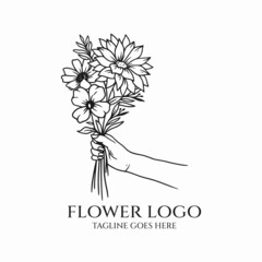 Flower logo vector , beauty flower logo silhouette