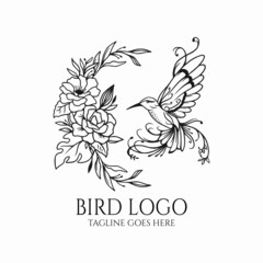 Hummingbird floral logo